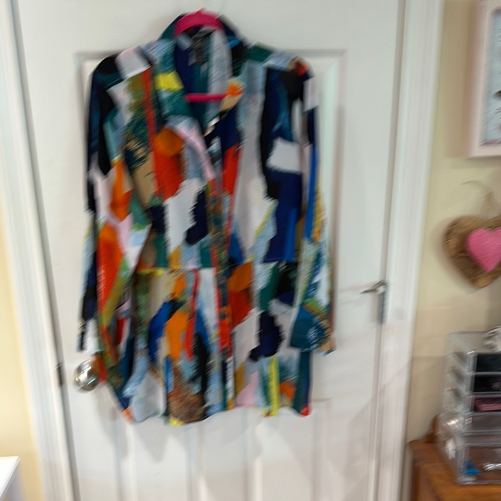 Ali Miles Colorful Abstract Button-Up Shirt